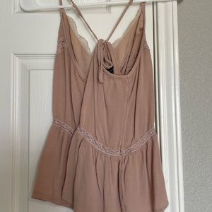 Cream/blush pink color lacy tank top